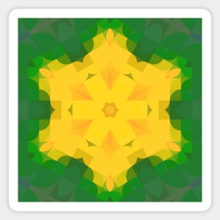 Retro Mandala Flower Green and Yellow Sticker